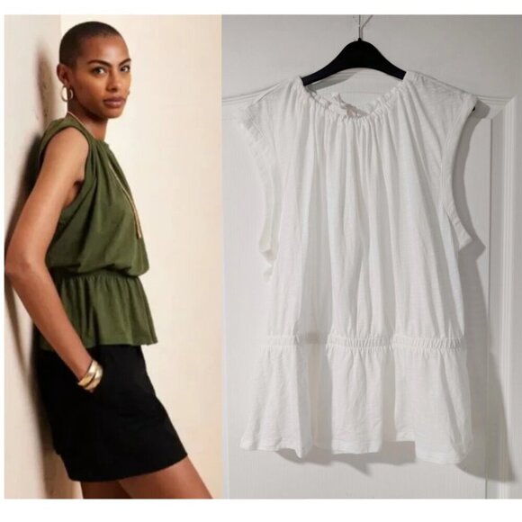 NWT Banana Republic Factory | Malibu Slub Tank In White - Picture 1 of 11